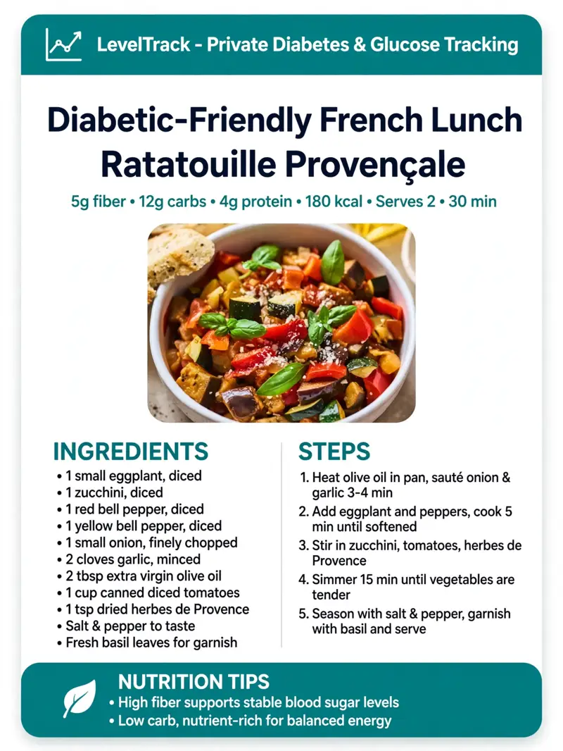 Diabetic-Friendly Ratatouille | Low Glycemic French Lunch — LevelTrack recipe card