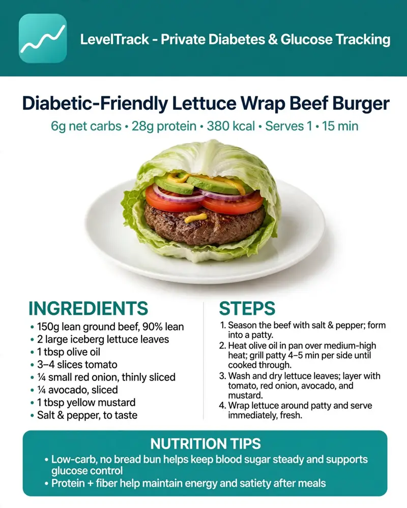 Lettuce Wrap Beef Burger — LevelTrack recipe card