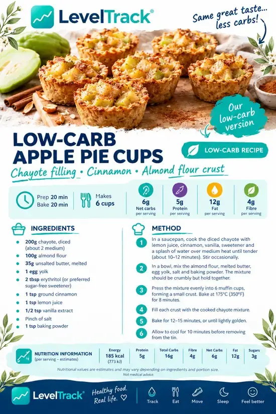 Low-Carb Apple Pie Cups with Chayote | 6g Net Carbs — LevelTrack recipe card