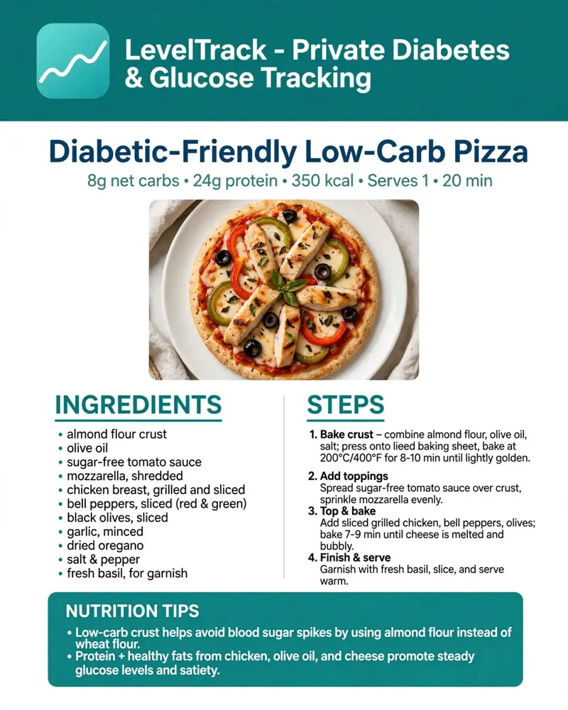 Low Carb Pizza — LevelTrack recipe card